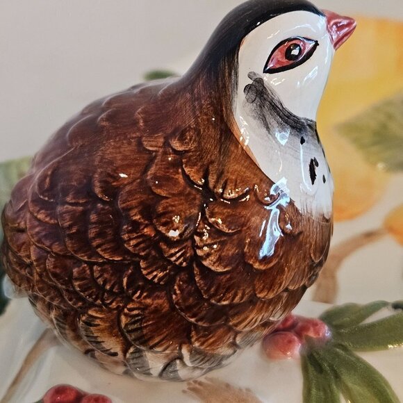 Fitz & Floyd FF Vintage 1991 Rare Woodland Partridge 3 Section Appetizer Tray - Picture 7 of 15